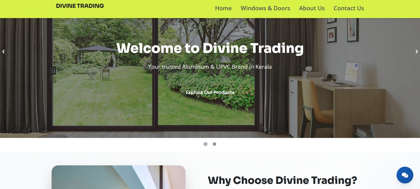Divine Trading — A corporate site whose product range stays legible on a phone, which is where most of its traffic is.